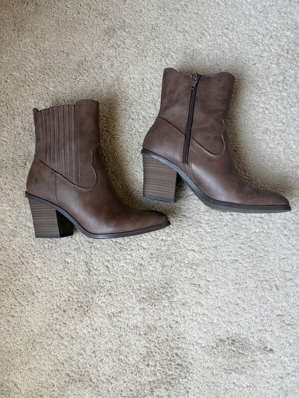 LC Lauren Conrad Brown Block Heel Ankle Boots